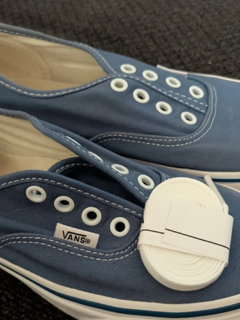 Vans Kids Slip-On Canvas Sneakers in Dusty Blue and White